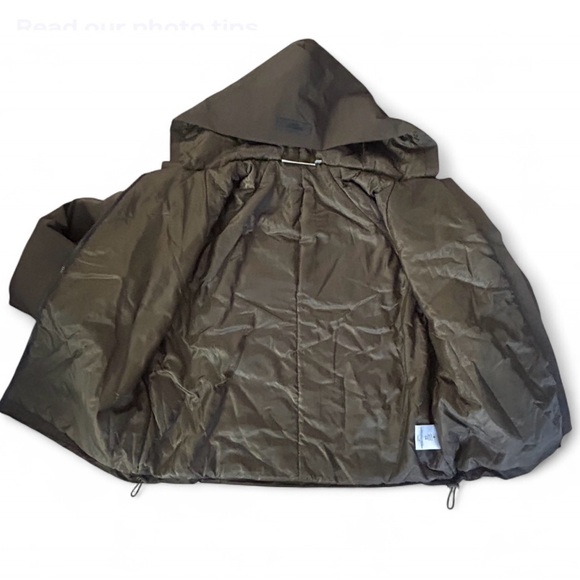 Essentials Fear Of God Brown Hooded Bomber Jacket Medium Spell Out Logo Zip - Picture 5 of 11